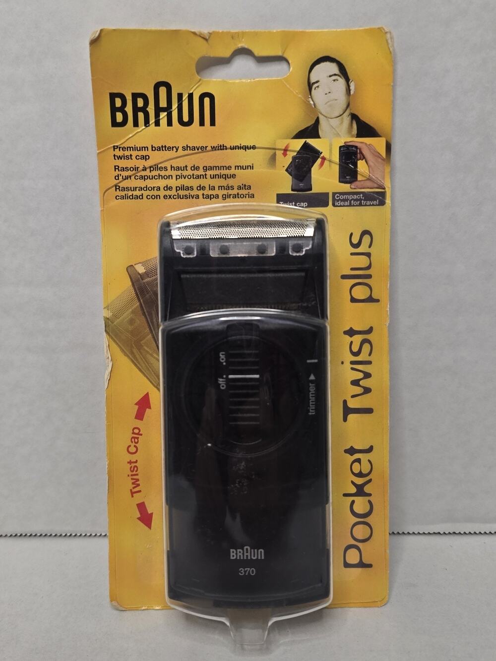 Braun 370 "Pocket Twist Plus," 1990s, AA Battery Shaver, NOS, Factory Sealed